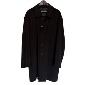 Mens Classic Black Overcoat by Nordstrom w Loro Piana Storm System Wool size 48L